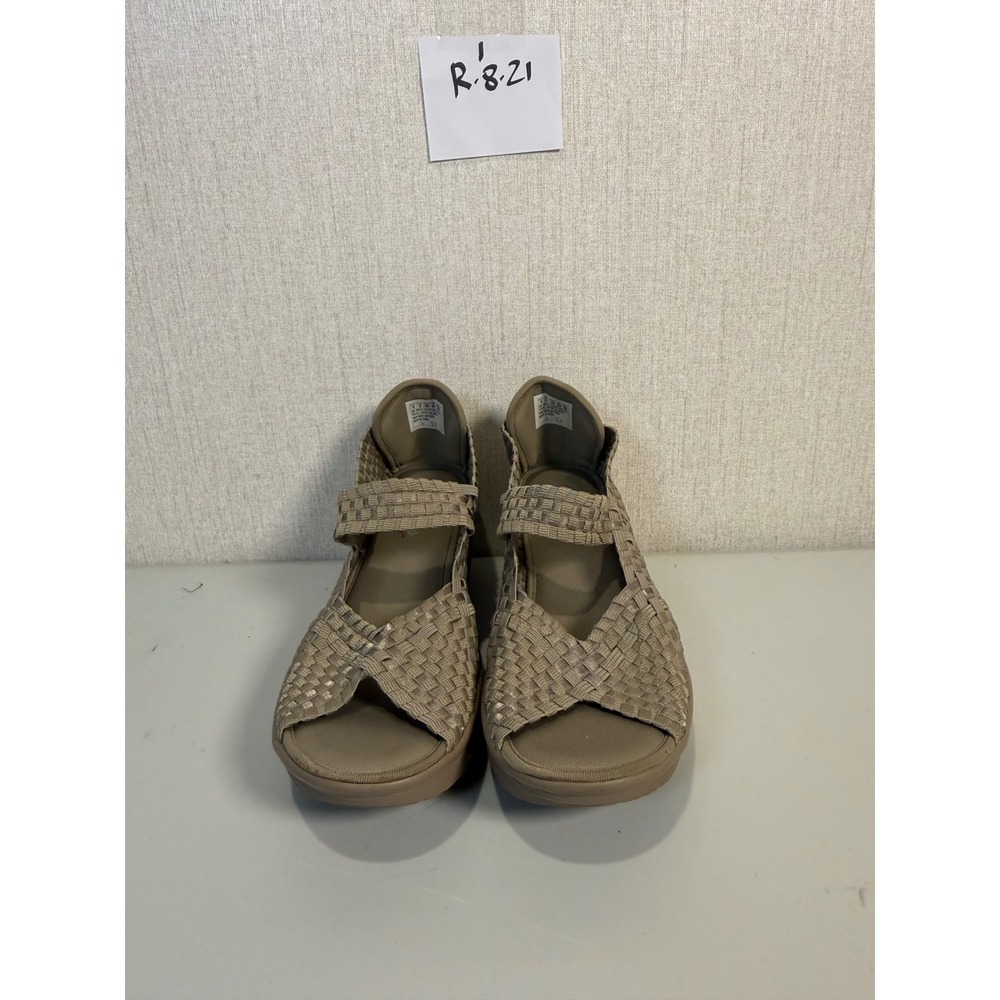 Skechers Parallel Silver Linings Taupe Woven Wedge Sandals 38522 Womens 9